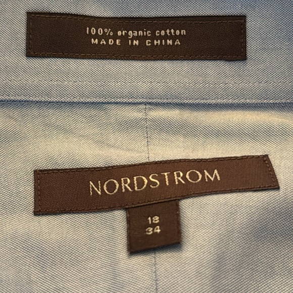 NORDSTROM BLUE MEN’S 100% ORGANIC COTTON DRESS SHIRT 18 - 34 - Picture 6 of 6